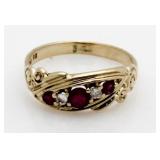 14kt Gold Genuine Ruby & Diamond Ring