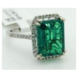 14kt Gold 5.66 ct Emerald & Diamond Ring