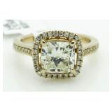 14kt Gold Cushion Cut 2.56 ct VVS Diamond Ring