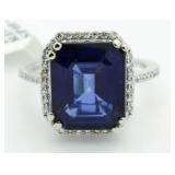 14kt Gold 10.46 ct Sapphire & Diamond Ring