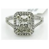 14kt Gold Cushion Cut 2.79 ct Diamond Ring