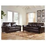 Ashley 980 Brown LEATHER Sofa & Loveseat