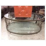 Ashley Glasstop Oval Coffee Table and 1 Endtable