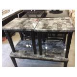 Ashley Faux Marble Coffee Table & 2 Endtables