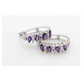 Genuine Amethyst & Diamond Earrings