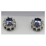 Genuine Tanzanite & Diamond Earrings