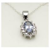 Genuine Tanzanite & Diamond Pendant