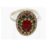 Vintage Style 2.50 ct Ruby & Emerald Dinner Ring