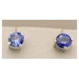 Brilliant 2.00 ct Blue Iolite Solitaire Earrings