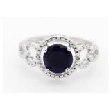 Genuine 2.21 ct Sapphire & Diamond Accent Ring