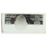 4 Ounce .999 Pure Silver $100 Bank Note Bar