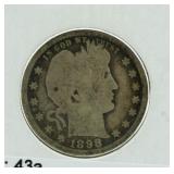 1898 Barber Silver Quarter *Better Date