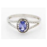 Genuine Tanzanite & Diamond Accent Dinner Ring