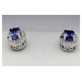 Genuine Tanzanite & Diamond Accent Earrings