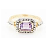 Genuine Amethyst & Diamond Accent Ring