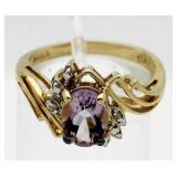 Genuine Amethyst & Diamond Dinner Ring