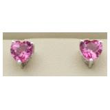 Heart Shape Pink Sapphire Solitaire Earrings