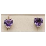 1.00 ct Amethyst Heart Solitaire Earrings