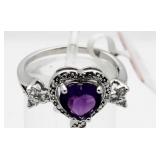 Genuine Amethyst & Diamond Accent Ring