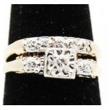 14kt Gold Antique 2 Pc Diamond Wedding Set