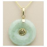 14kt Gold Genuine Jade Pendant