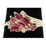 14kt Gold Genuine Ruby & Diamond Estate Ring