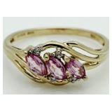 14kt Gold Pink Sapphire & Diamond Ring