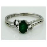 10kt Gold Genuine Emerald Solitaire Ring