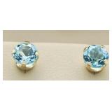 14kt Gold 2.50 ct Aquamarine Solitaire Earrings