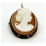 10kt Gold Cameo Pendant/Broach