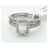 14kt Gold Emerald Cut 1.42 ct Diamond Bridal Set