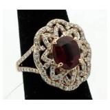 14kt Rose Gold 3.13 ct Ruby & Diamond Ring