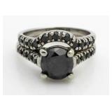 14kt Gold 4.00 ct 2 pc Black Diamond Bridal Set