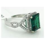 18kt Gold 3.90 ct Emerald & Diamond Infnity Ring