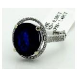 14kt Gold Oval 7.68 ct Sapphire & Diamond Ring