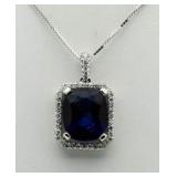 14kt Gold Oval 6.98 ct Sapphire & Diamond Pendant