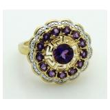 Stunning 2.21 ct Amethyst & Diamond Accent Ring