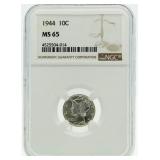 1944 MS65 Mercury Silver Dime