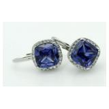 Cushion Cut 4.00 ct Sapphire Earrings