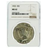 1923 MS62 Peace Silver Dollar