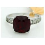 Cushion Cut 3.50 ct Swarovski Garnet Ring