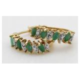 Genuine Emerald & Diamond Accent Earrings