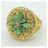 Genuine Emerald & Diamond Accent Dinner Ring