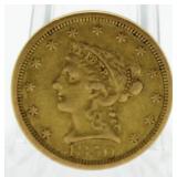 Rare 1852 Liberty $2.50 Gold Piece