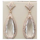 XX-Large Pear Cut White Topaz Earrings