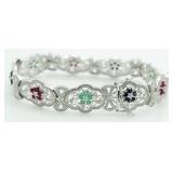 Genuine 4.50 ct Gemstone & Diamond Accent Bracelet