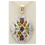 Genuine Gemstone & Diamond Pendant