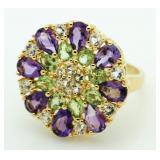 Stunning 6.30 ct Amethyst & Peridot Dinner Ring