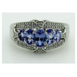 Genuine Tanzanite & Diamond Anniversary Ring