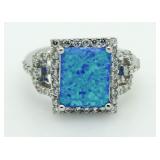 Australian Blue Opal 5.50 ct Designer Ring